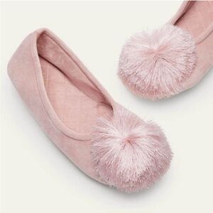 Boden Pink Pom-Pom Slippers